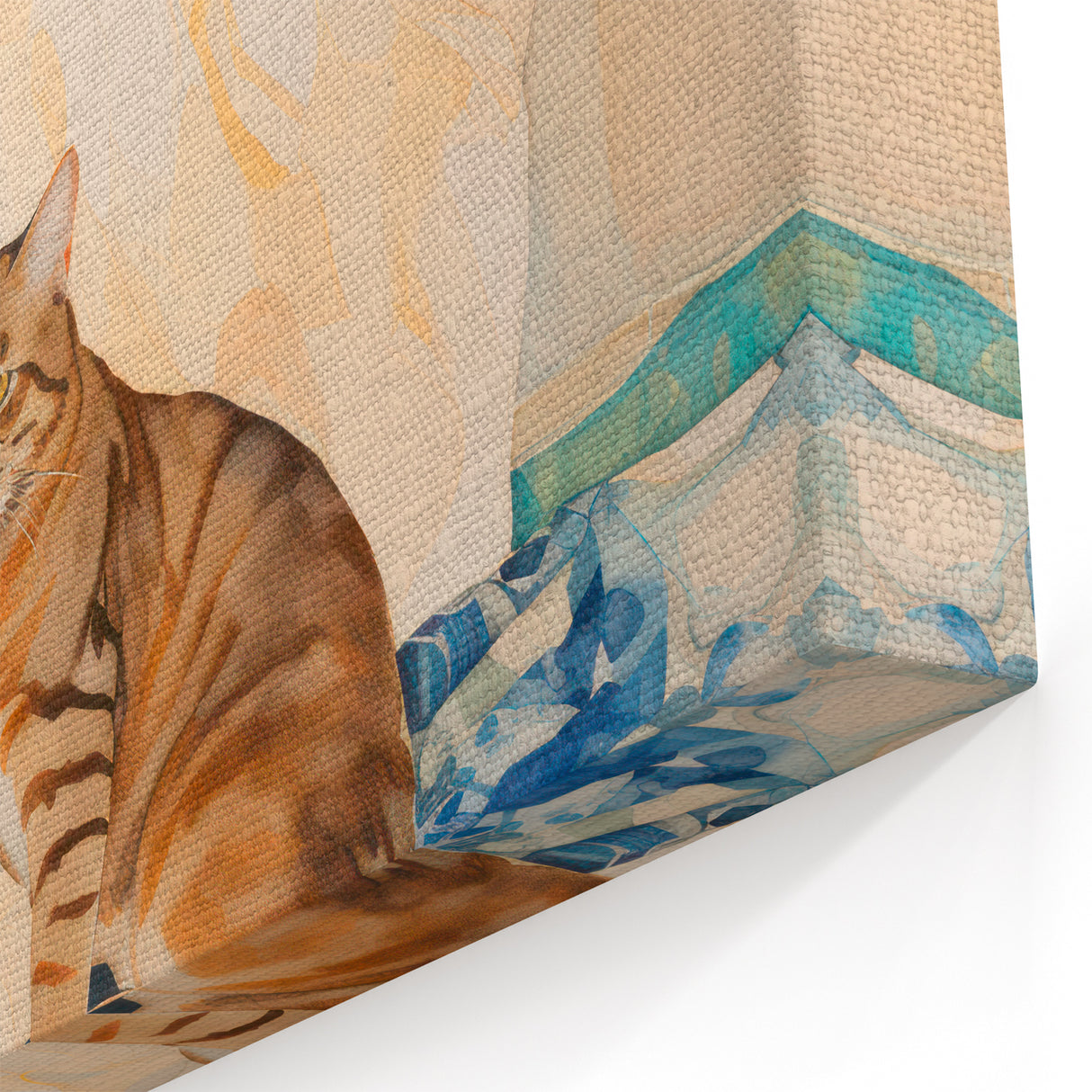 Maximalist Wall Art - Serene Woman with Cat by the Pool in Coastal Setting