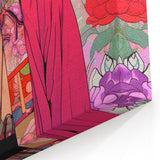 Maximalist Portrait Wall Art - Bold Feminine Elegance in Pink Floral Style