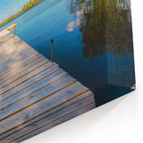 Sweden Canvas Prints - Tranquil Lakeside with Wooden Dock and Blue Sky