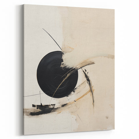 Minimalist Wall Art – Modern Abstract Black and White Circle Artwork