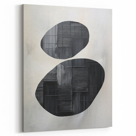 Minimalist Abstract Wall Art – Black Organic Shapes on White Canvas