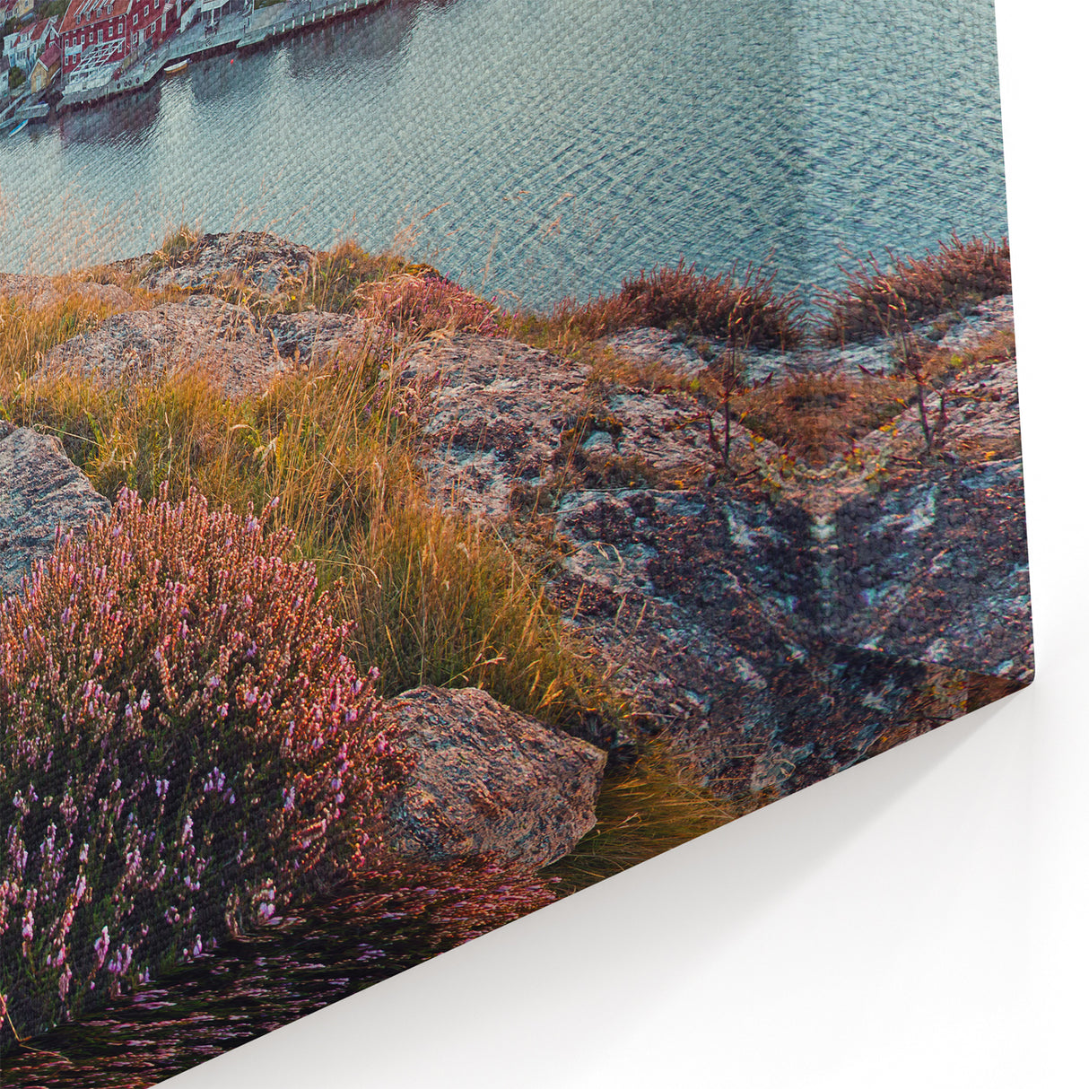 Sweden Scenery Prints - Sunset Over Coastal Village with Colorful Homes