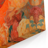Maximalist Wall Art - Vibrant Floral Portrait with Bold Orange Hues