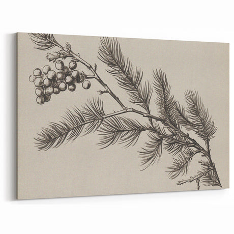 Electric Wall Art - Botanical Sketch of Pine Branch - Minimalist Decor