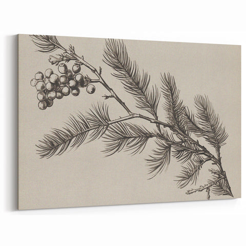 Electric Wall Art - Botanical Sketch of Pine Branch - Minimalist Decor