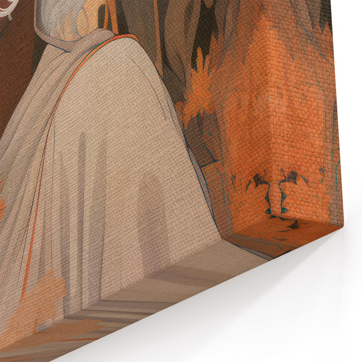 Maximalist Wall Art - Ethereal Portrait with Bold White Hair and Warm Hues
