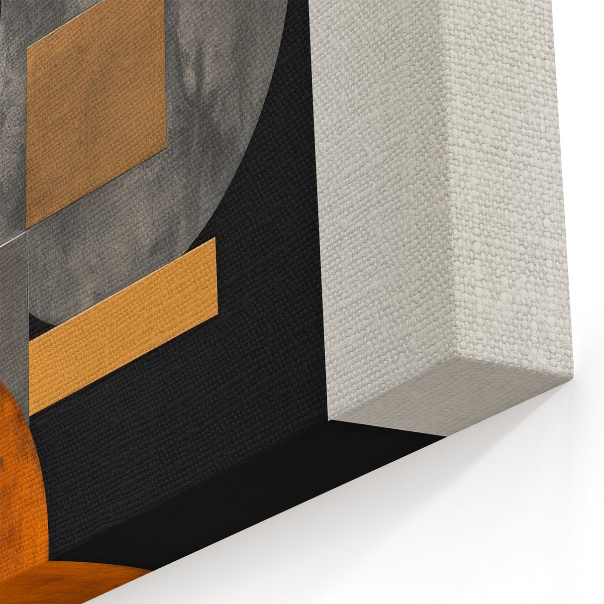 Abstract Geometric Wall Art – Modern Black, Gold, and Orange Design