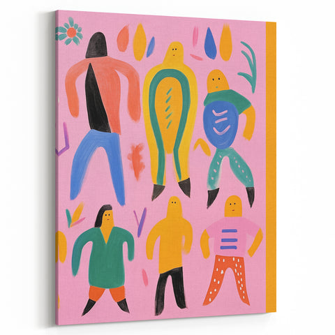 Electric Wall Art - Playful Abstract Figures Painting - Modern Pop Decor