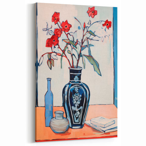 Maximalist Wall Art – Eclectic Floral Still Life with Bold Colors