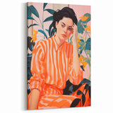 Maximalist Wall Art – Bold Portrait with Stripes for Eclectic Decor Style