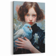 Maximalist Wall Art – Elegant Portrait with Bird for Eclectic Decor Style
