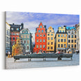 Swedish Landscape Art - Colorful Old Town Stockholm Nordic Scenery Print