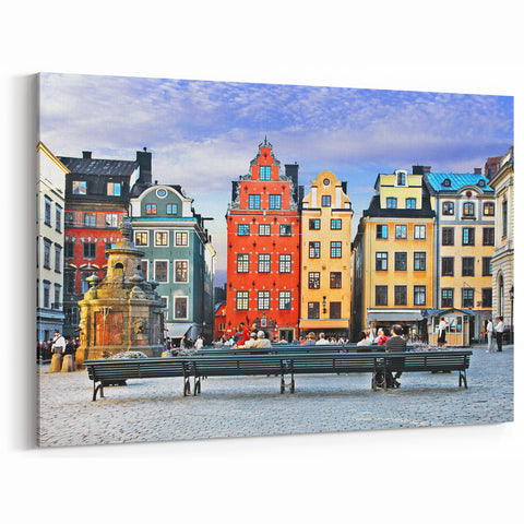 Swedish Landscape Art - Colorful Old Town Stockholm Nordic Scenery Print