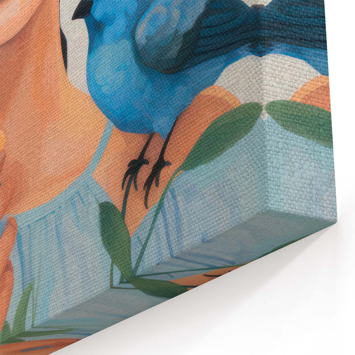 Maximalist Wall Art – Vibrant Portrait with Birds and Flowers for Eclectic Style