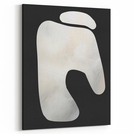 Minimalist Abstract Wall Art – White Organic Shape on Black Background