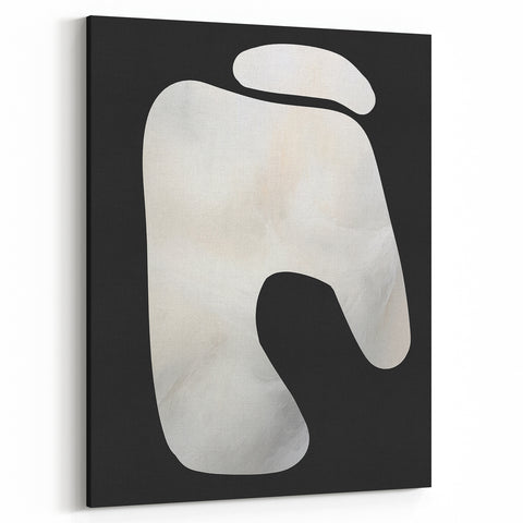 Minimalist Abstract Wall Art – White Organic Shape on Black Background