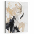 Abstract Minimalist Wall Art – Dynamic Beige and Black Brushstroke Design