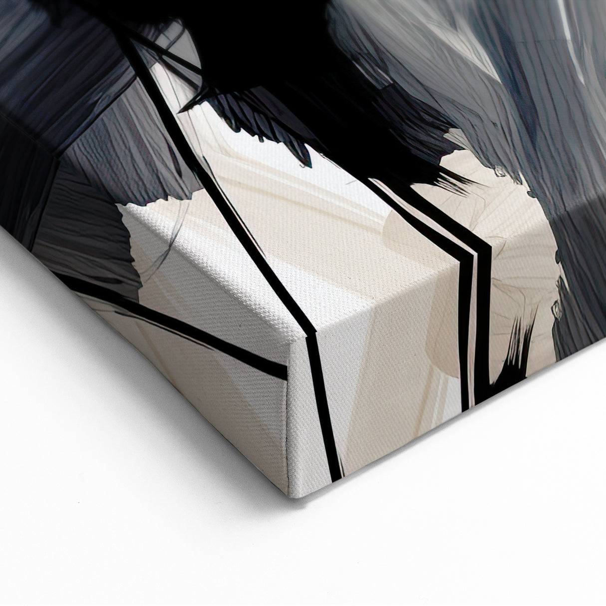Abstract Minimalist Wall Art – Dynamic Beige and Black Brushstroke Design