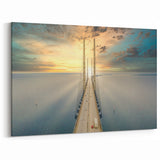 Sweden Canvas Prints - Oresund Bridge at Sunset Scandinavian Scenery Art