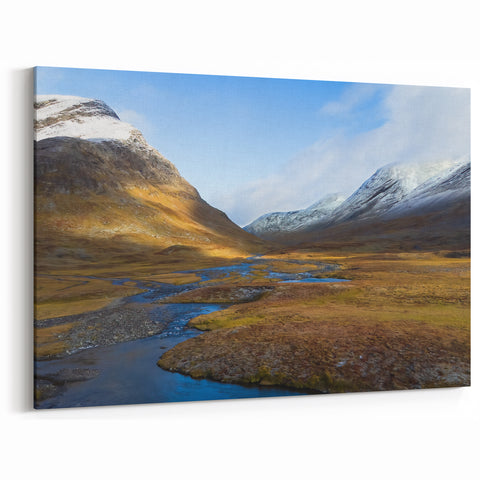 Swedish Landscape Art - Majestic Mountain Valley with River Nordic Scenery