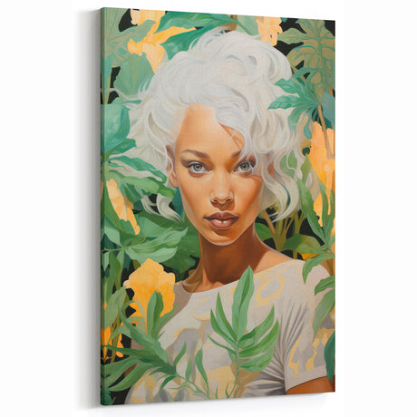 Maximalist Wall Art – Bold Portrait with Lush Botanicals for Home Decor