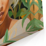 Maximalist Wall Art – Bold Portrait with Lush Botanicals for Home Decor