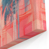Maximalist Wall Art – Vibrant Urban Oasis with Palm Trees and Sunset Hues