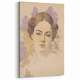 Maximalist Wall Art – Elegant Portrait with Floral Accents for Home Decor