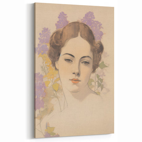 Maximalist Wall Art – Elegant Portrait with Floral Accents for Home Decor
