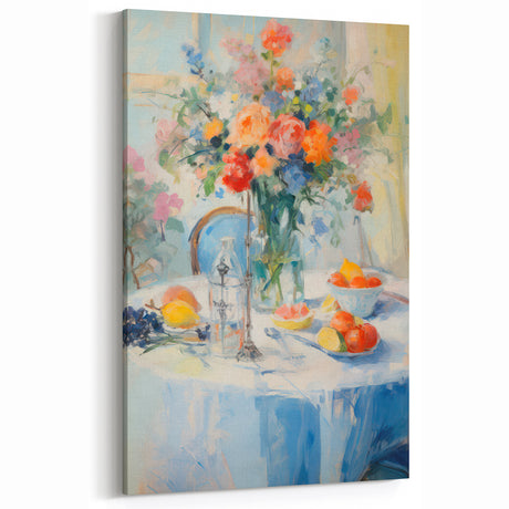 Maximalist Wall Art – Colorful Still Life with Floral Arrangement & Fruits