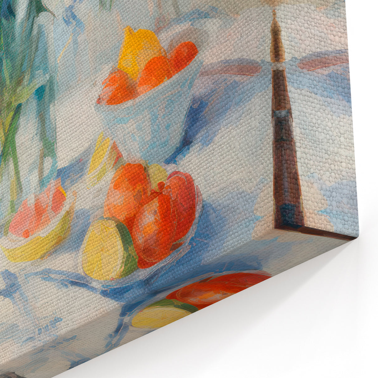 Maximalist Wall Art – Colorful Still Life with Floral Arrangement & Fruits