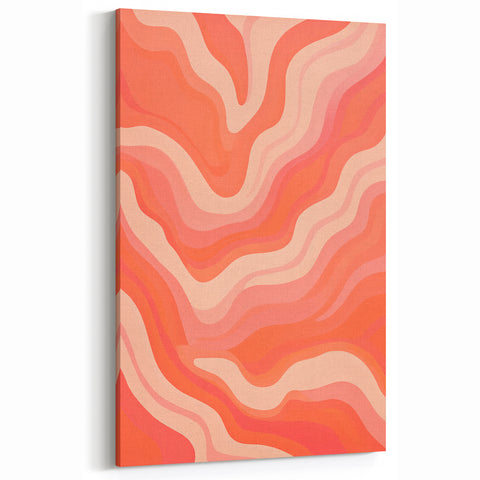 Maximalist Wall Art – Vibrant Abstract Waves in Warm Peach and Coral Tones