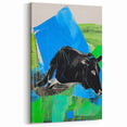 Maximalist Wall Art – Bold Abstract Cow with Vibrant Blue and Green Tones