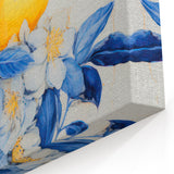 Maximalist Wall Art – Elegant Lemon and Floral Design in Blue and Yellow