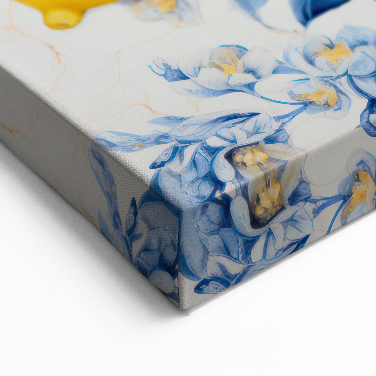 Maximalist Wall Art – Elegant Lemon and Floral Design in Blue and Yellow