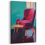 Maximalist Wall Art – Stylish Interior Scene with Chair and Wine Glass
