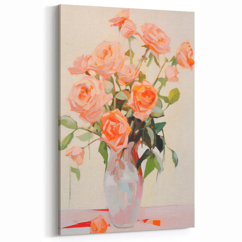 Maximalist Wall Art – Vibrant Rose Bouquet in a Soft Impressionist Style