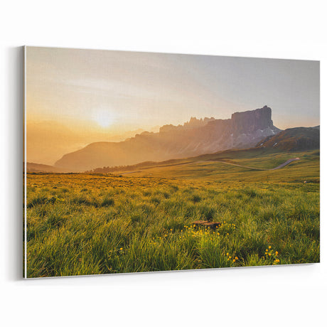 Rustic Landscape Wall Art – Golden Mountain Sunrise for Rustic Decor