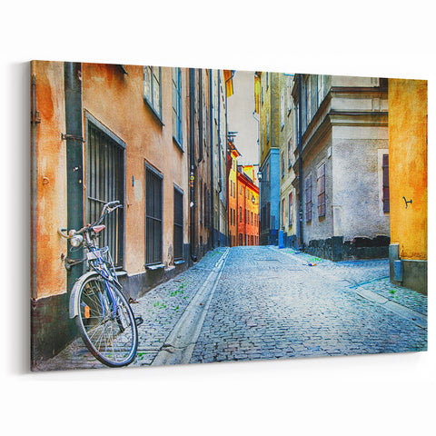 Stockholm Old Town Street Scene – Vibrant Stockholm Wall Art on Canvas