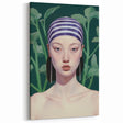 Maximalist Wall Art – Eclectic Portrait with Bold Stripes and Greenery