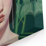 Maximalist Wall Art – Eclectic Portrait with Bold Stripes and Greenery