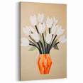 Maximalist Wall Art – Bold Geometric Floral Vase with White Tulips