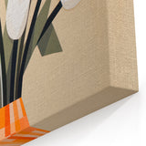 Maximalist Wall Art – Bold Geometric Floral Vase with White Tulips