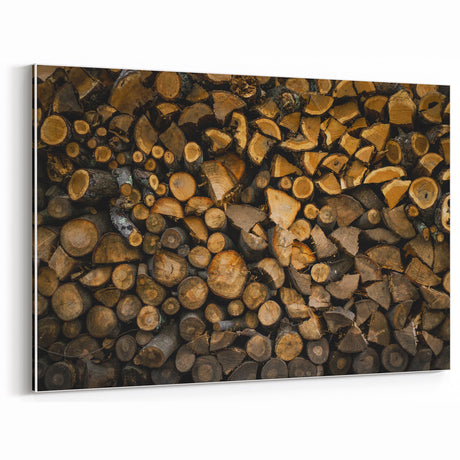 Rustic Log Wall Art – Stacked Firewood for Cozy Farmhouse Decor