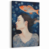 Maximalist Wall Art – Dreamy Underwater Portrait with Koi Fish