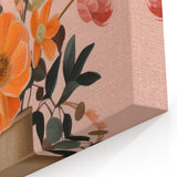 Maximalist Wall Art – Elegant Floral Arrangement with Bird on Peach Background