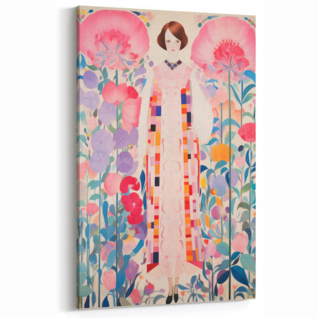 Maximalist Wall Art – Bold Floral Portrait with Geometric Accents