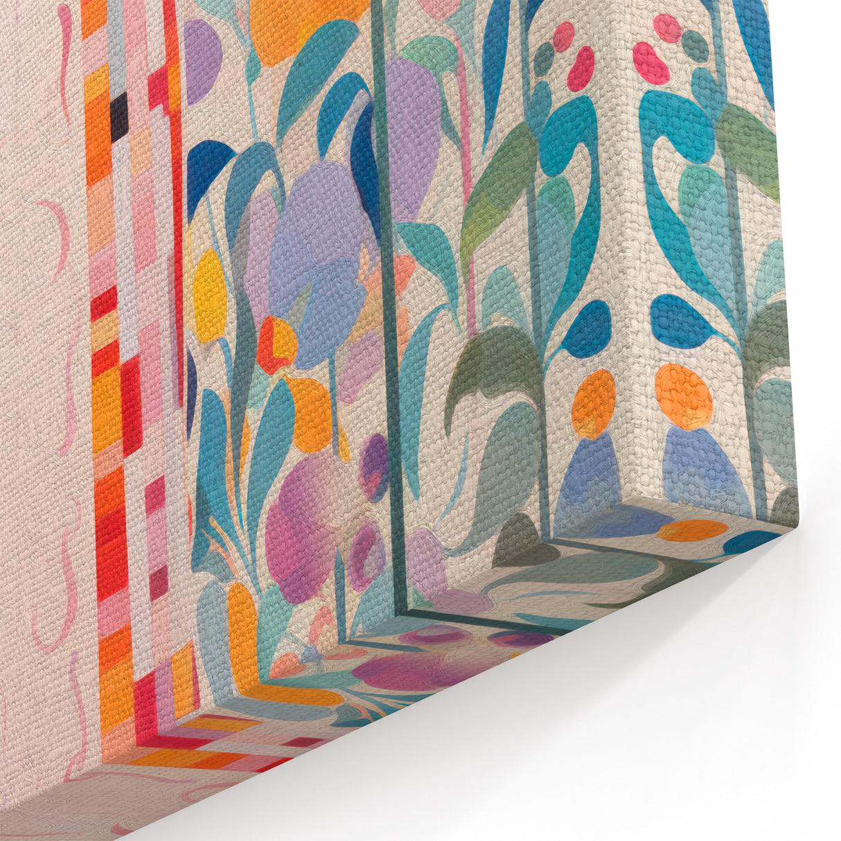 Maximalist Wall Art – Bold Floral Portrait with Geometric Accents