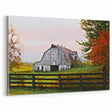 Rustic Barn Wall Art – Weathered Gray Barn with Autumn Foliage