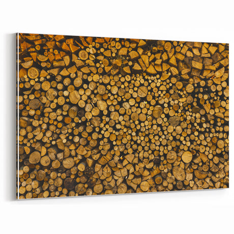Rustic Log Pile Wall Art – Stacked Firewood for Cozy Farmhouse Decor